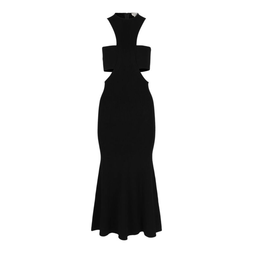 Alexander McQueen Slashed Harness Midi Dress Black Womens - Picture 1 of 3